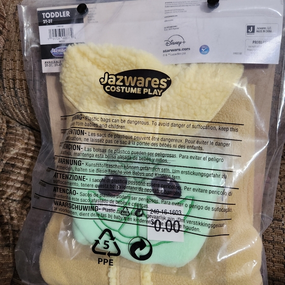 Star Wars The Mandalorian Grogu Toddler Halloween Costume Sz 3T - 4T - Picture 8 of 9